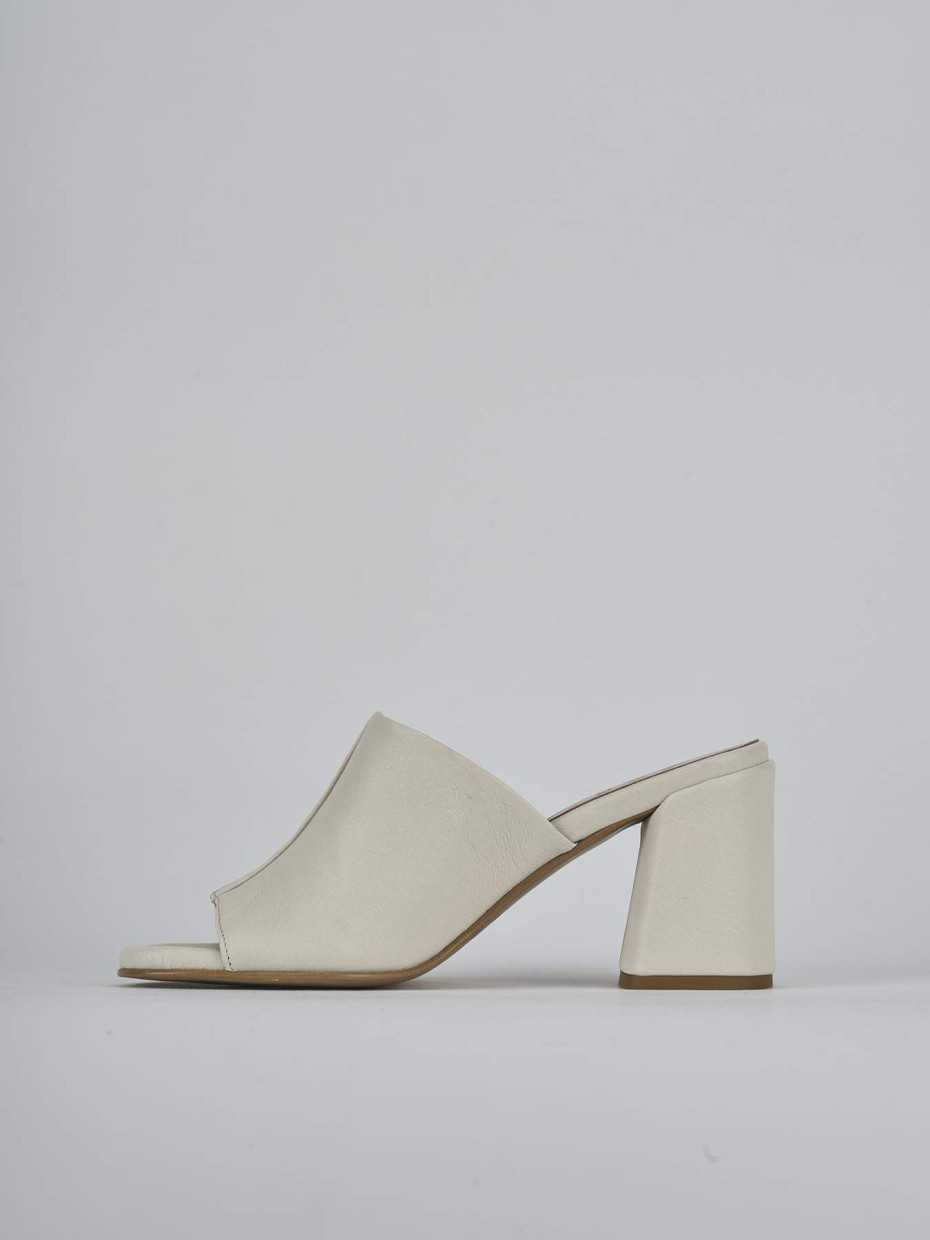 Ciabatte tacco 7cm pelle bianco