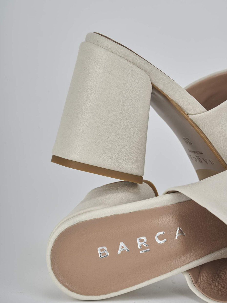 Ciabatte tacco 7cm pelle bianco