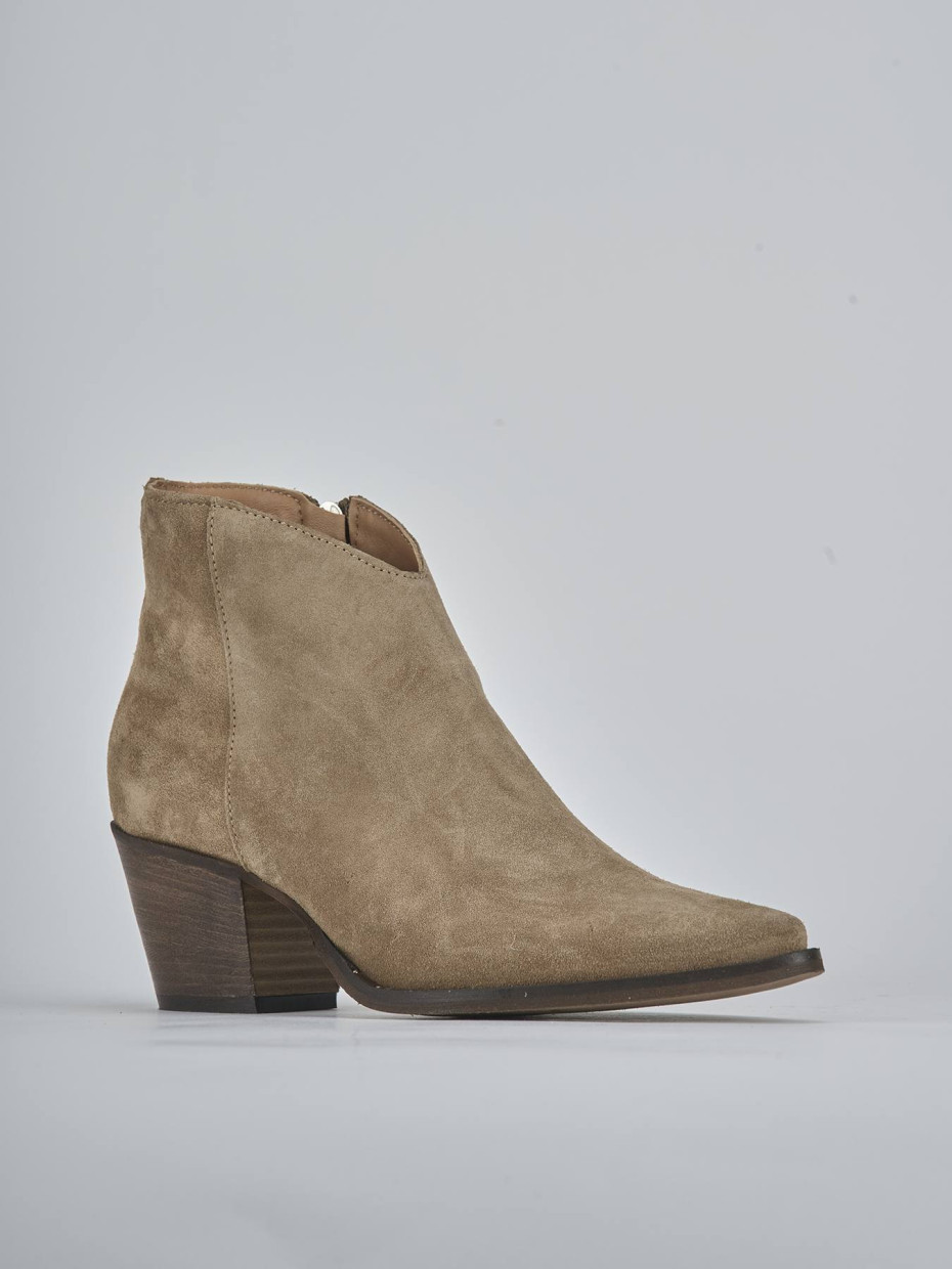 Stivaletti tacco 6cm camoscio marrone
