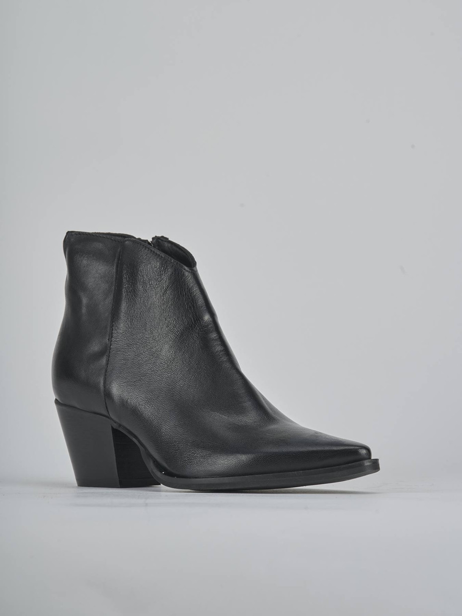 Stivaletti tacco 6cm pelle nero