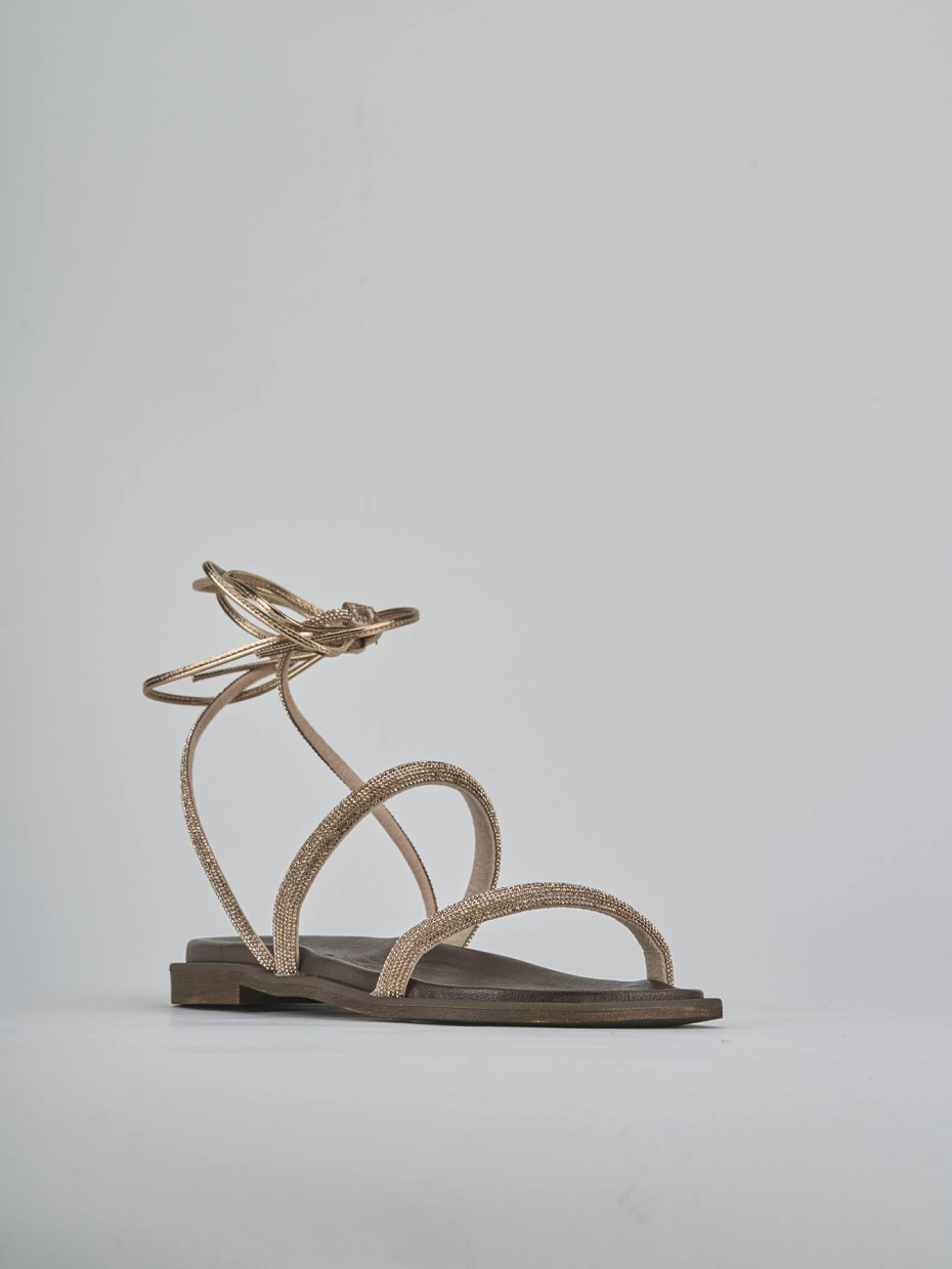 Sandali tacco 1cm pelle bronzo