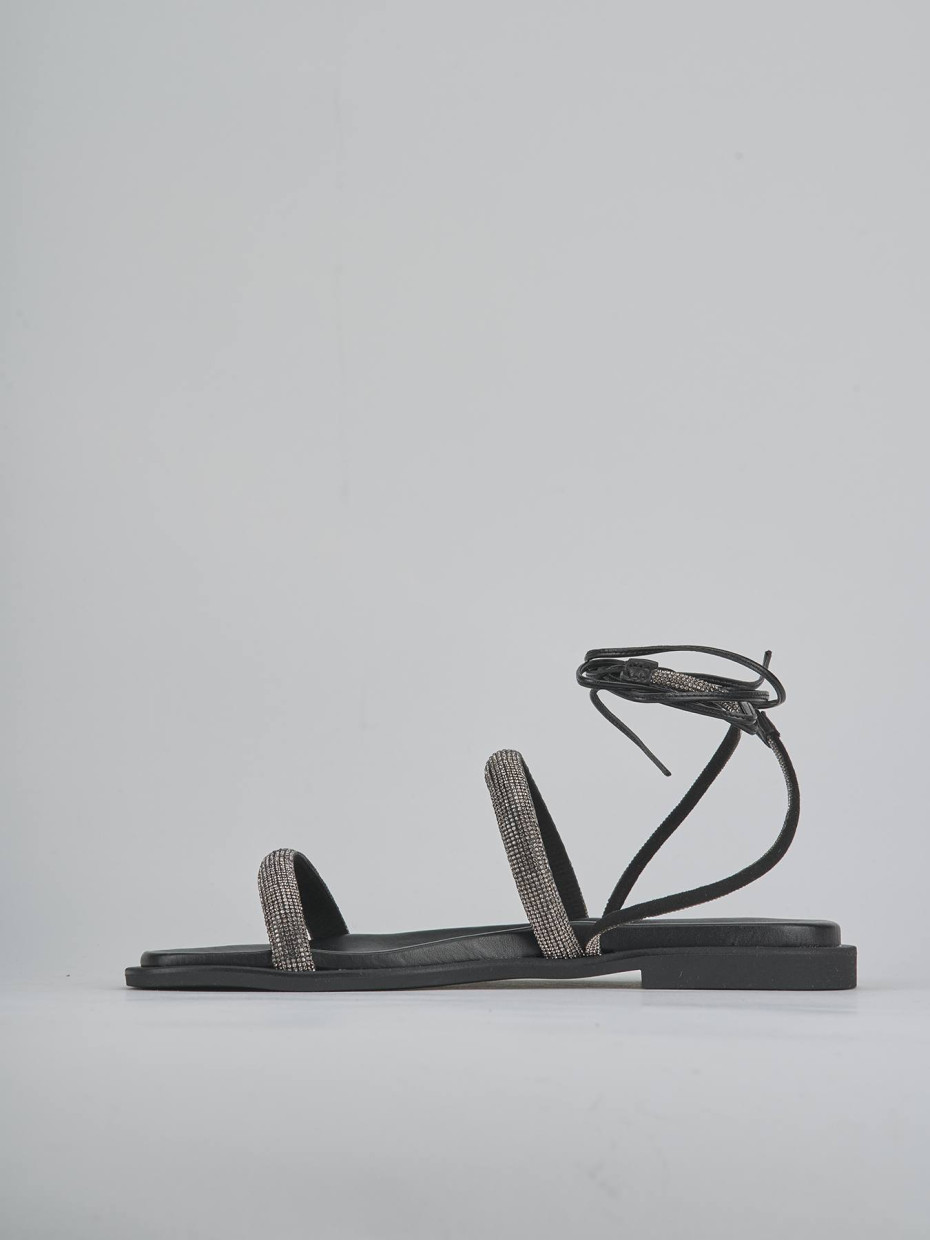 Sandali tacco 1cm pelle argento