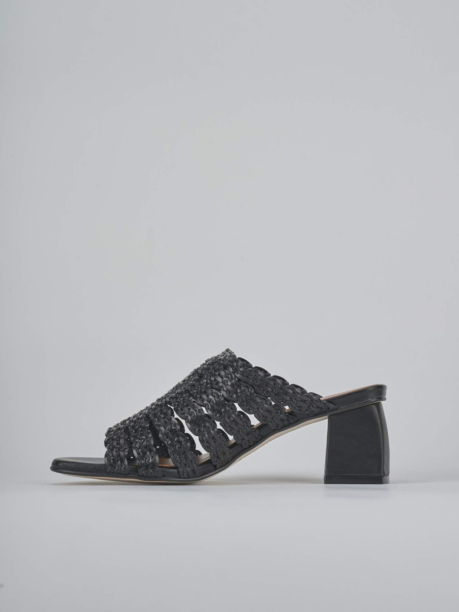 Ciabatte tacco 5cm pelle nero