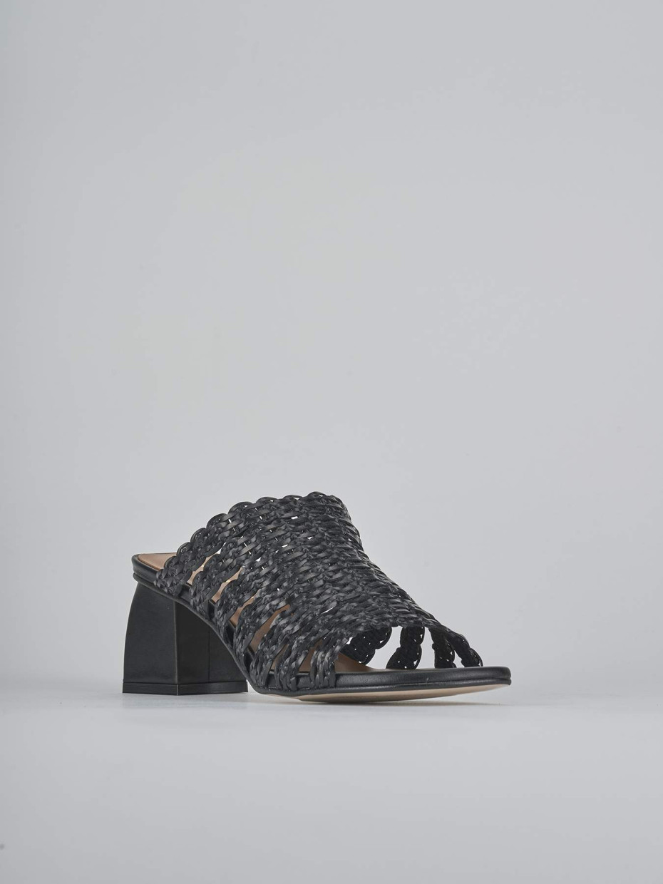 Ciabatte tacco 5cm pelle nero