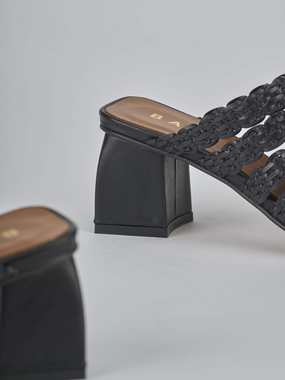 Ciabatte tacco 5cm pelle nero