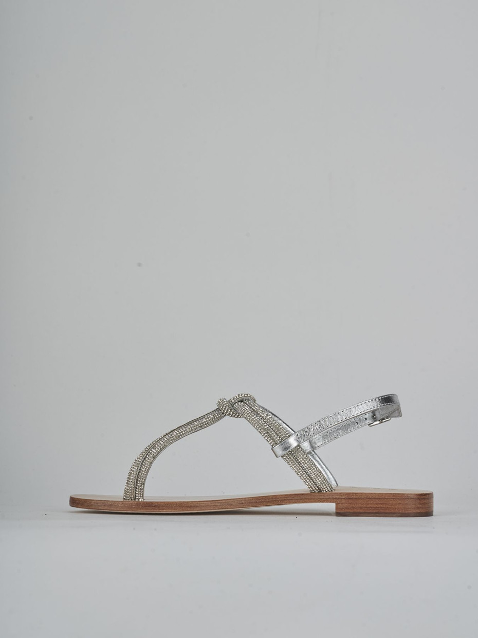 Sandali tacco 1cm pelle argento