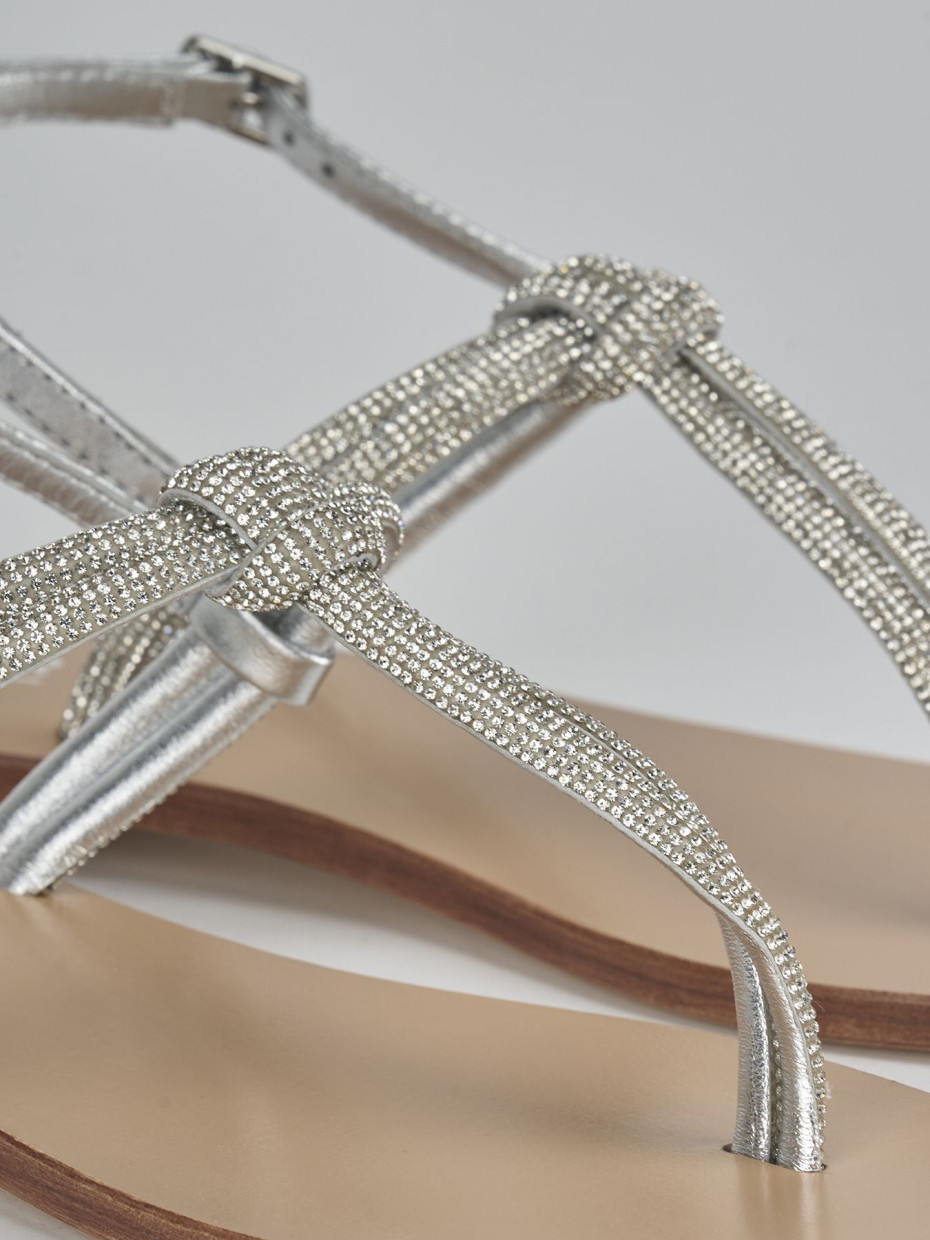 Sandali tacco 1cm pelle argento