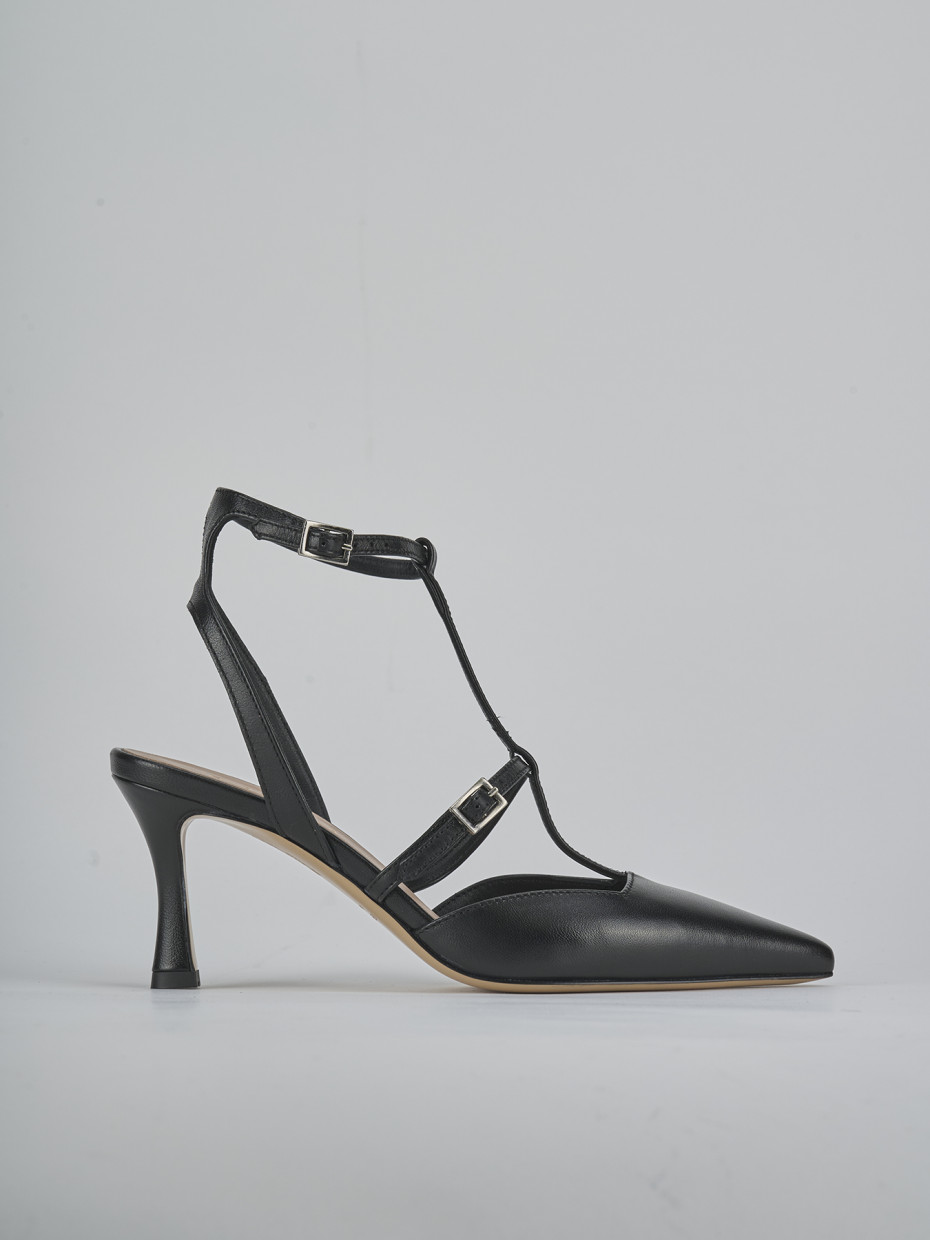 Décolleté e slingback tacco 8cm pelle nero