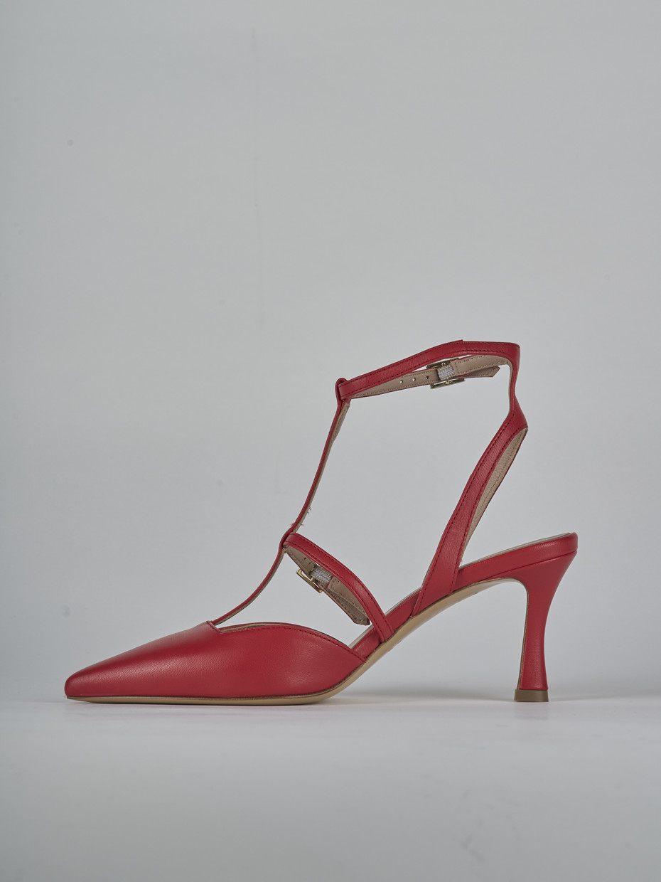Décolleté e slingback tacco 8cm pelle rosso
