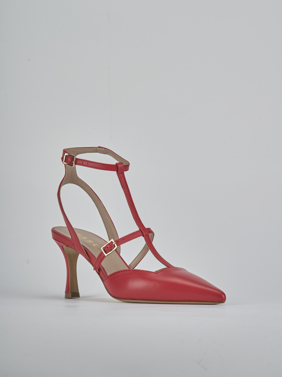 Décolleté e slingback tacco 8cm pelle rosso