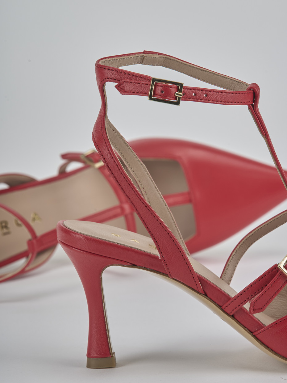 Décolleté e slingback tacco 8cm pelle rosso