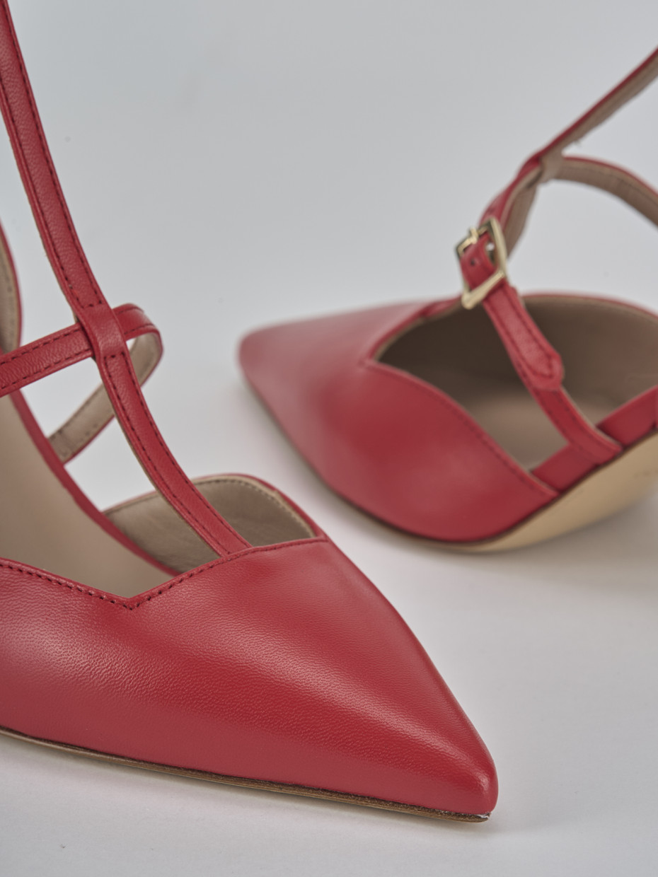 Décolleté e slingback tacco 8cm pelle rosso