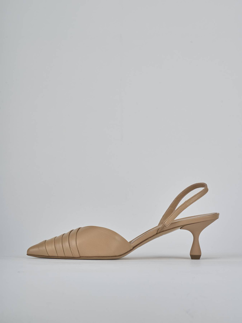 Décolleté e slingback tacco 5cm pelle marrone