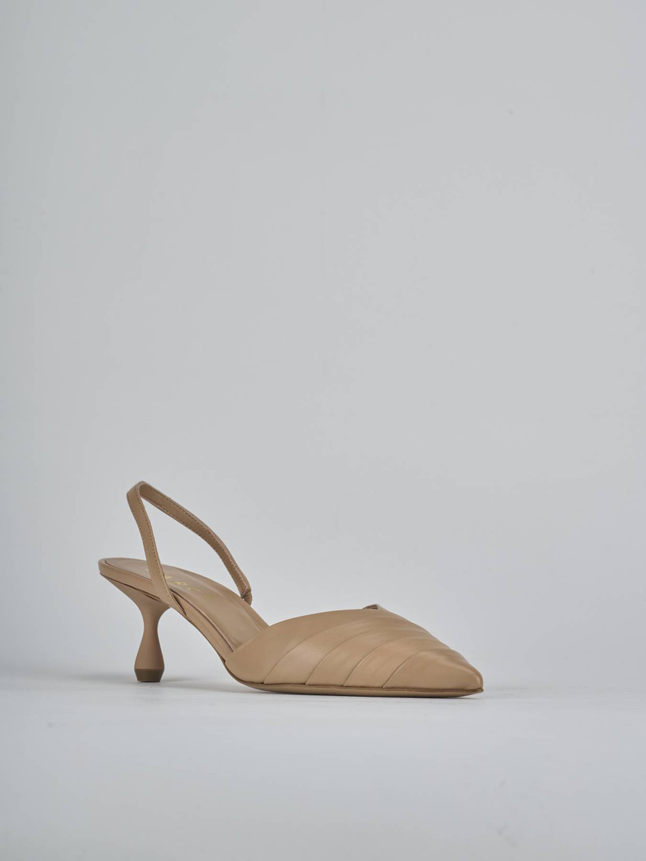 Décolleté e slingback tacco 5cm pelle marrone