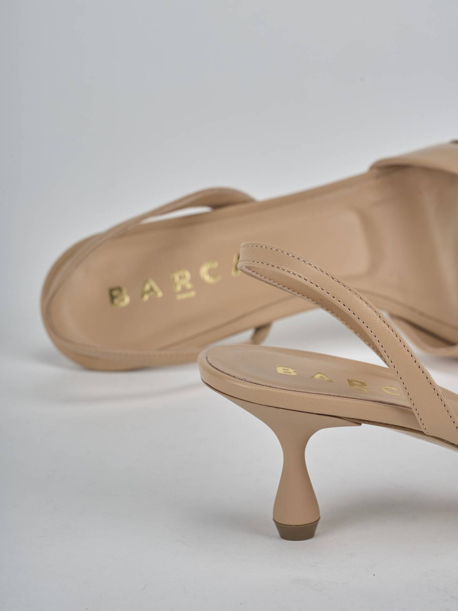 Décolleté e slingback tacco 5cm pelle marrone
