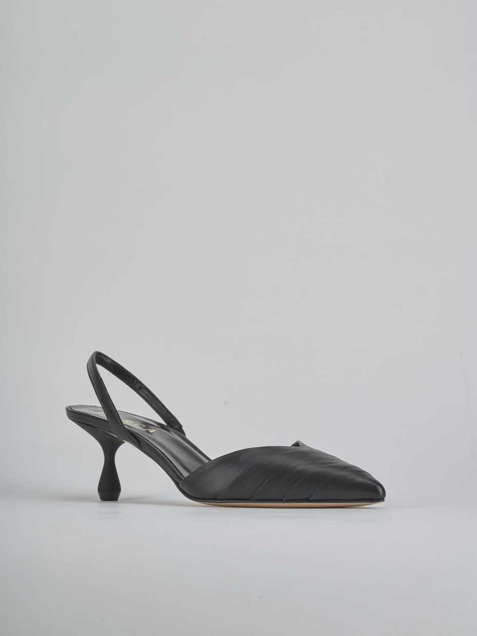 Décolleté e slingback tacco 5cm pelle nero