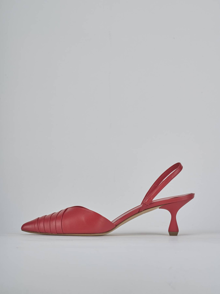 Décolleté e slingback tacco 5cm pelle rosso