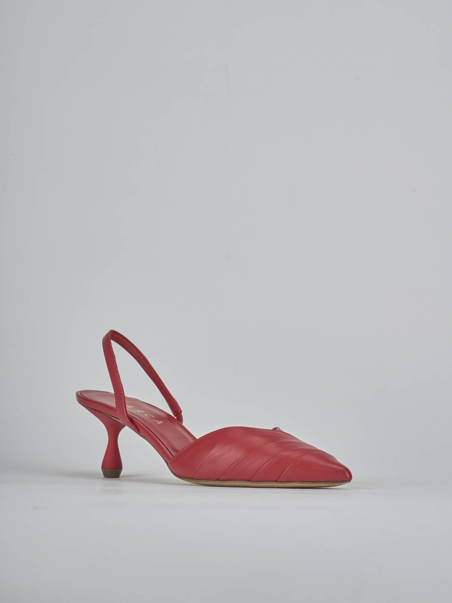 Décolleté e slingback tacco 5cm pelle rosso