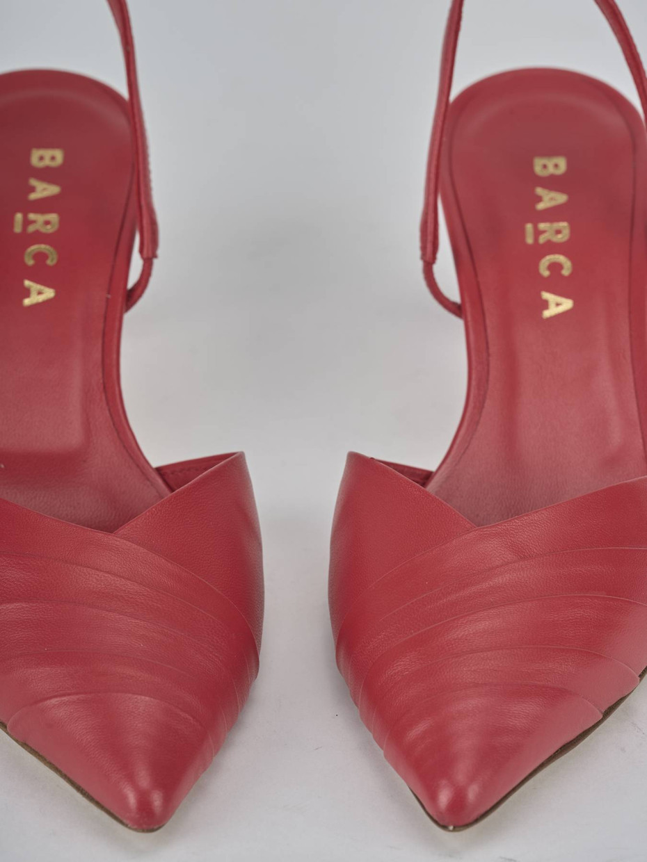 Décolleté e slingback tacco 5cm pelle rosso