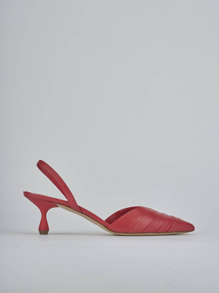 Décolleté e slingback tacco 5cm pelle rosso