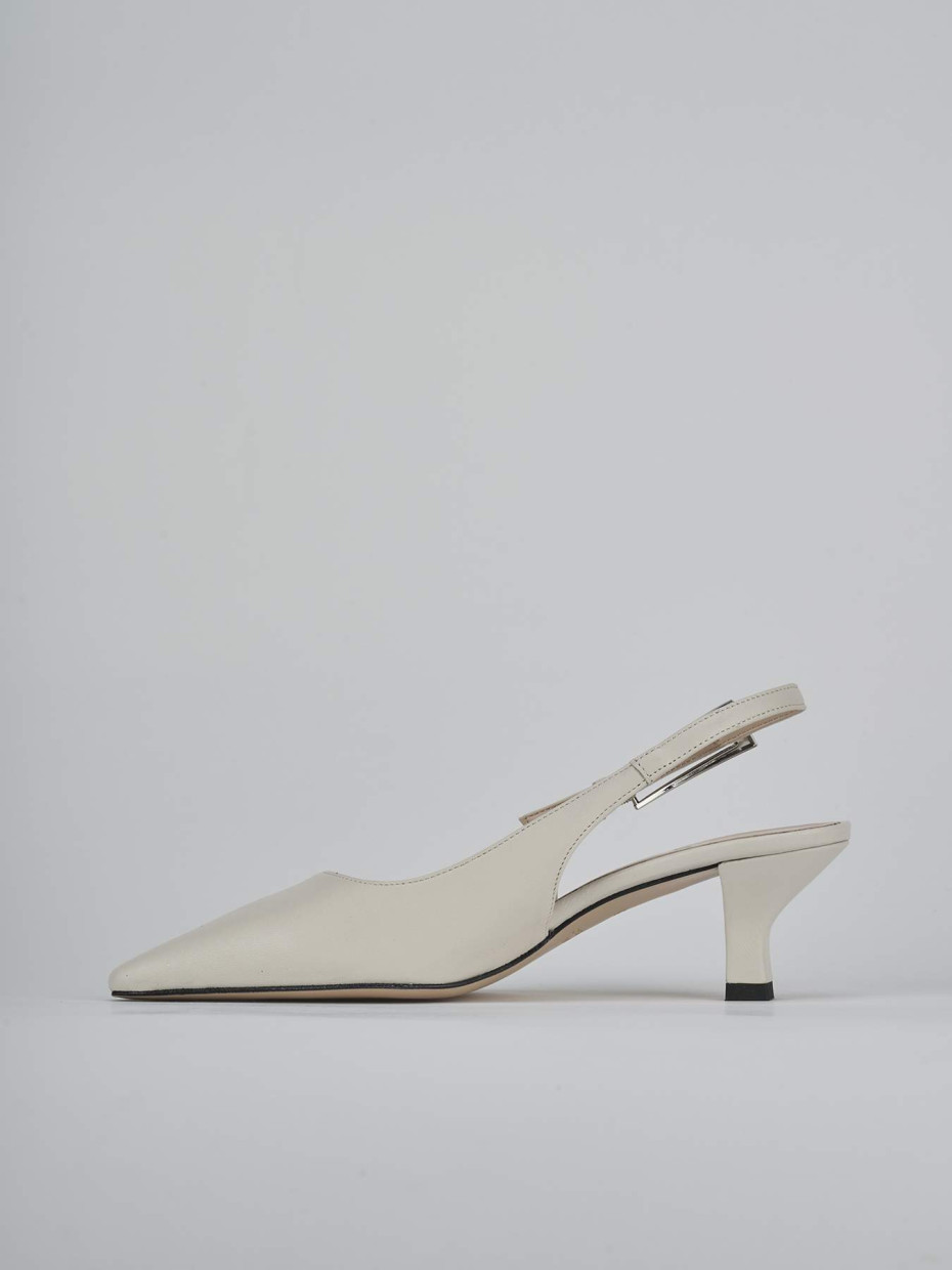 Décolleté e slingback tacco 6cm pelle beige