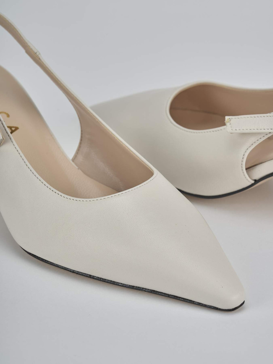 Décolleté e slingback tacco 6cm pelle beige