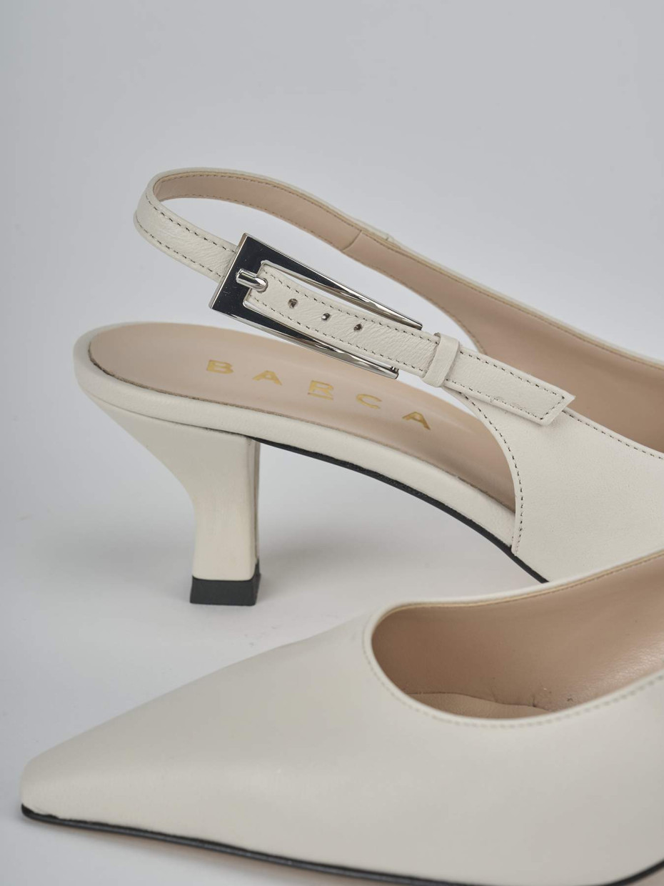 Décolleté e slingback tacco 6cm pelle beige