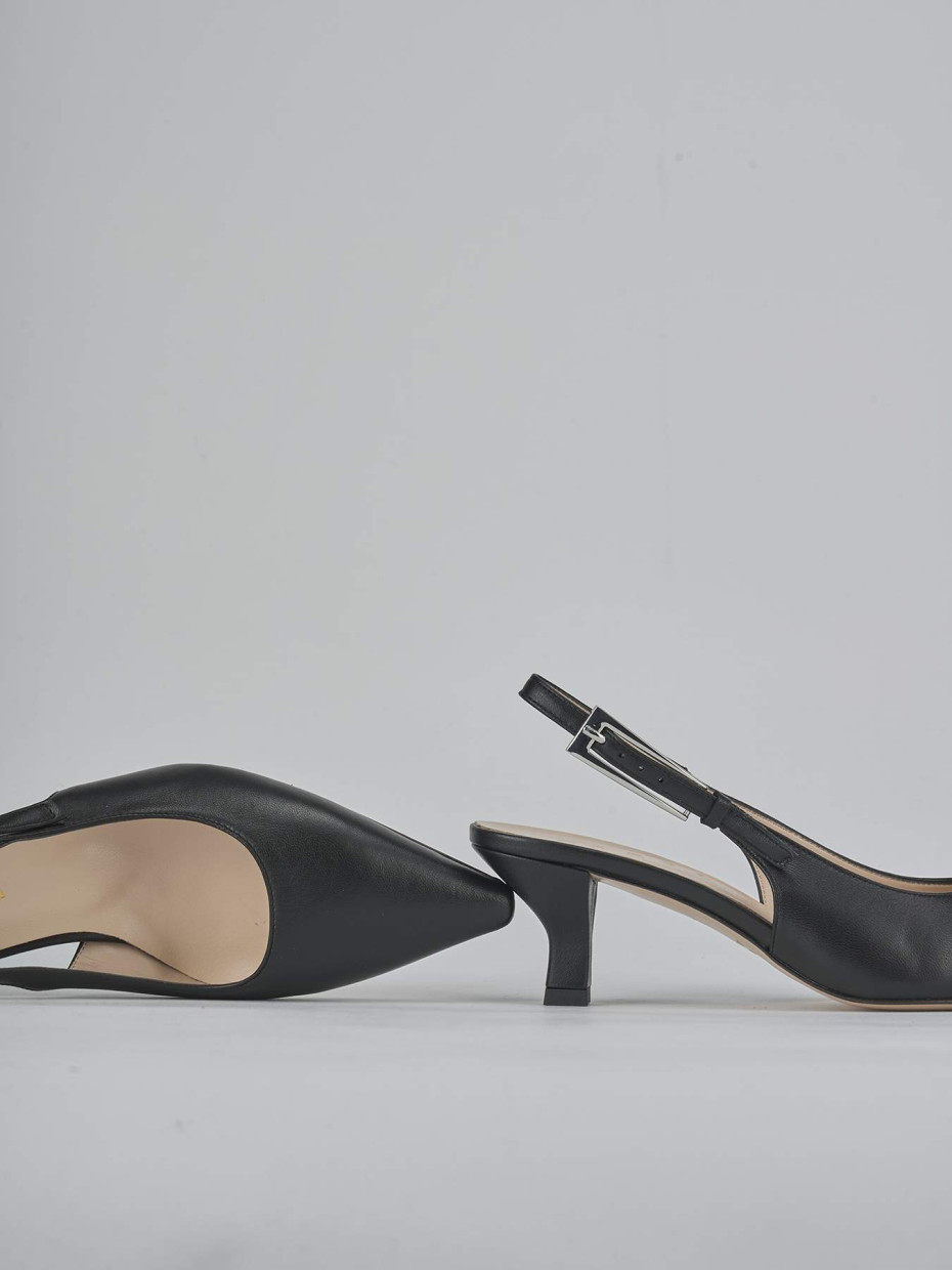 Décolleté e slingback tacco 6cm pelle nero