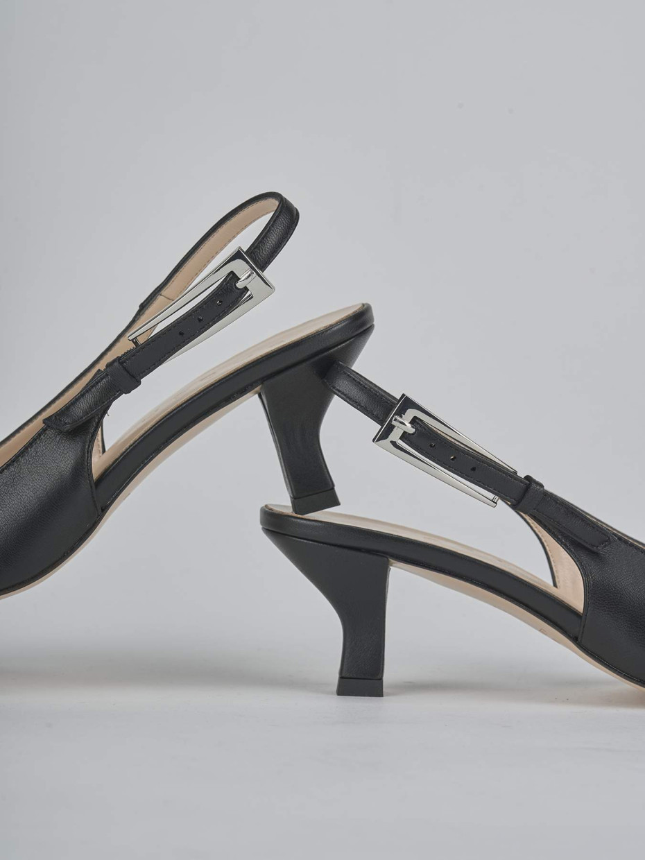 Décolleté e slingback tacco 6cm pelle nero