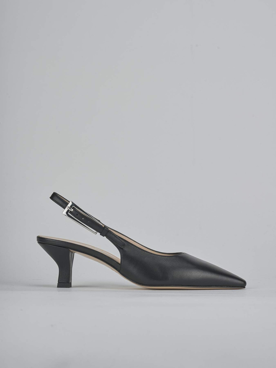 Décolleté e slingback tacco 6cm pelle nero