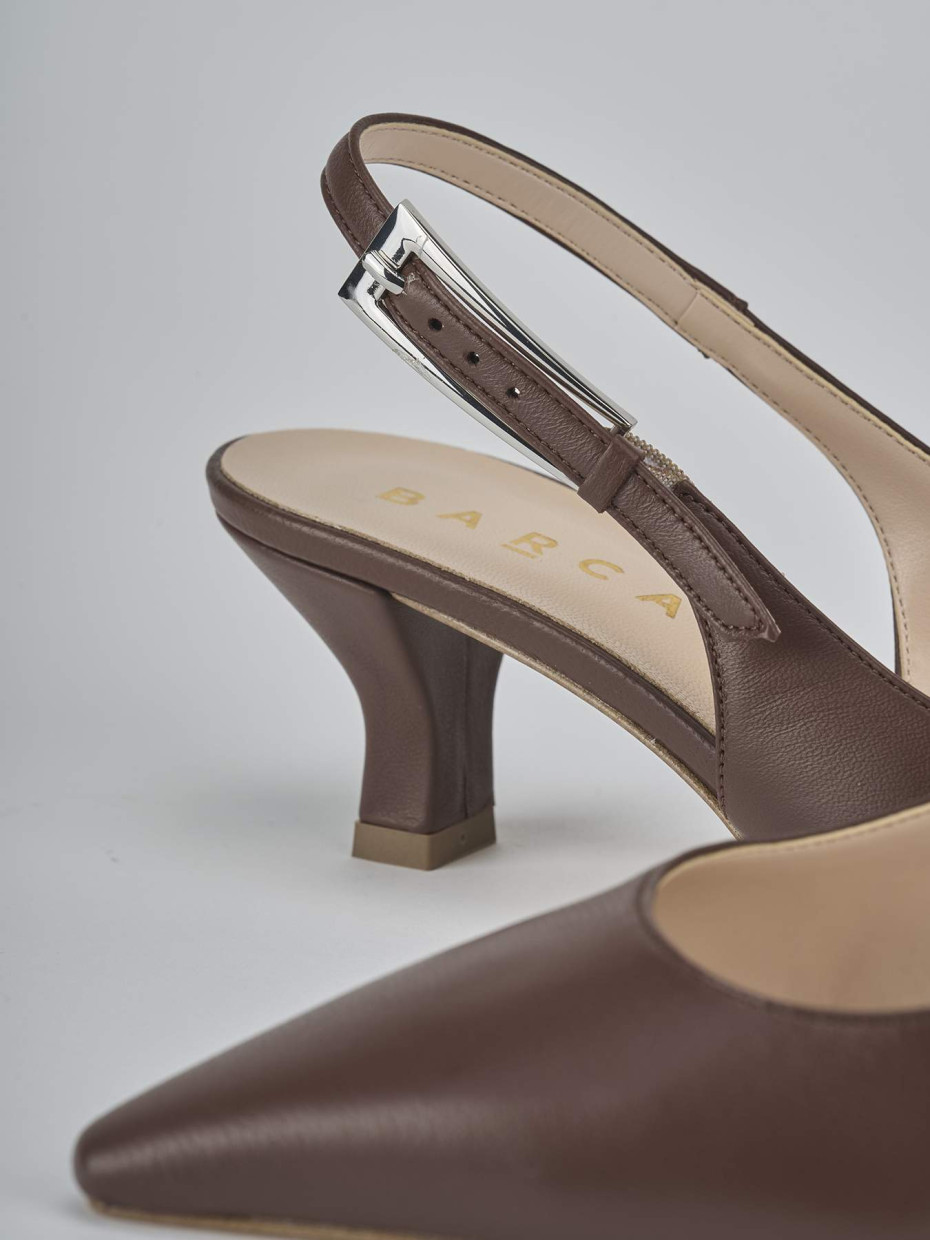 Décolleté e slingback tacco 6cm pelle testa