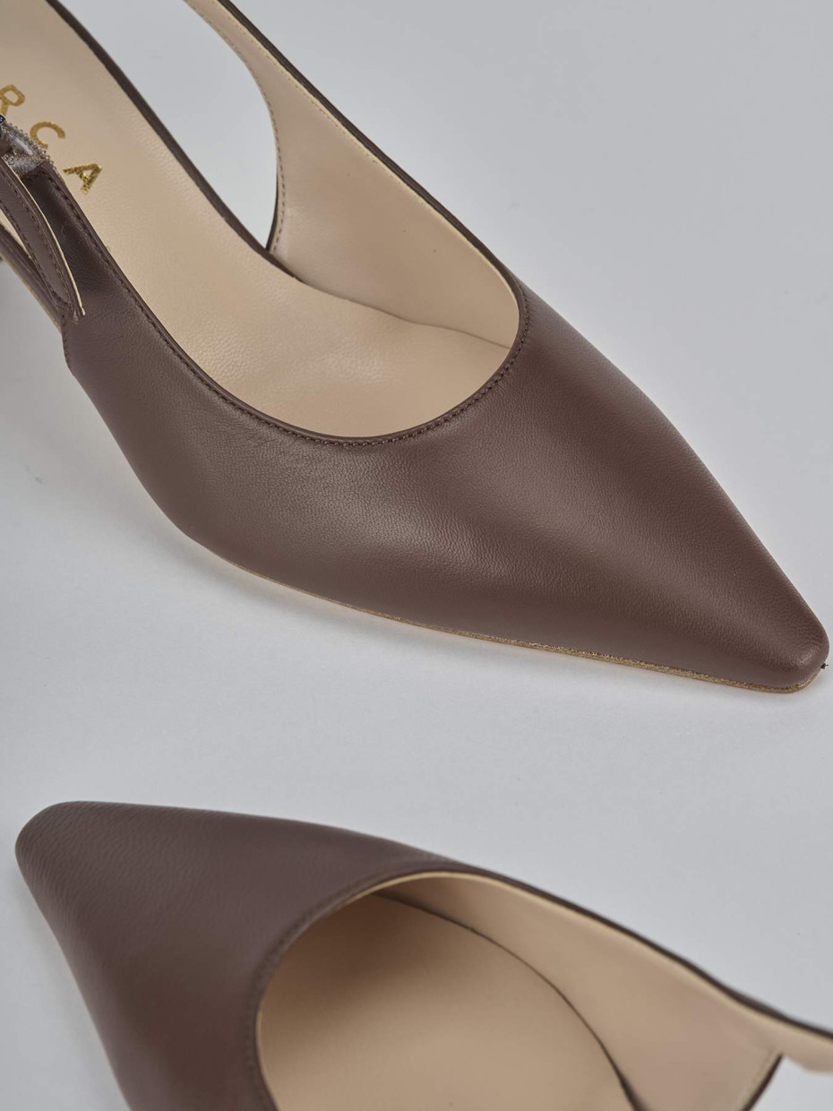 Décolleté e slingback tacco 6cm pelle testa
