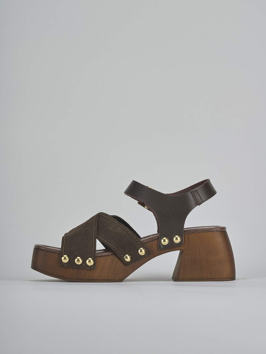 Sandali tacco 7cm camoscio testa