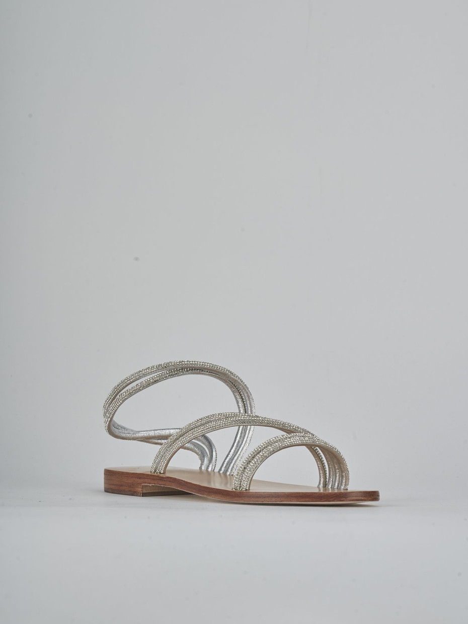 Sandali tacco 1cm pelle argento