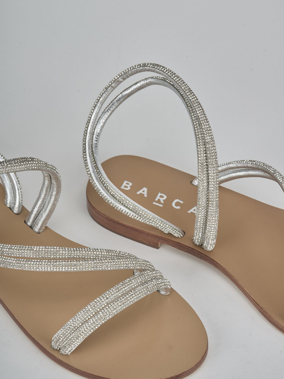 Sandali tacco 1cm pelle argento