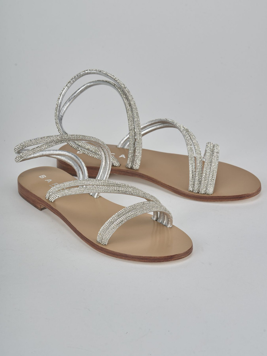 Sandali tacco 1cm pelle argento