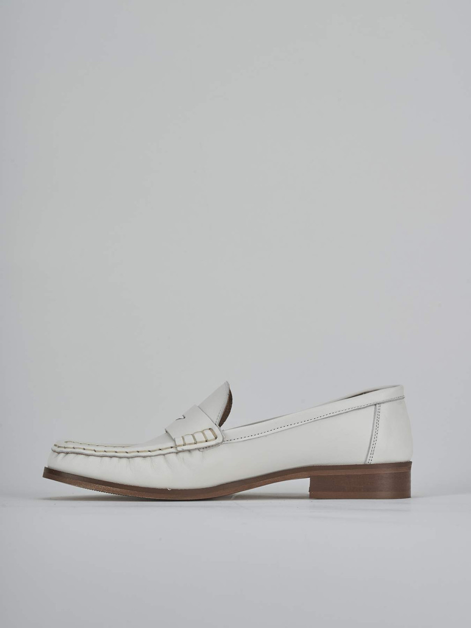 Mocassini tacco 1cm pelle bianco