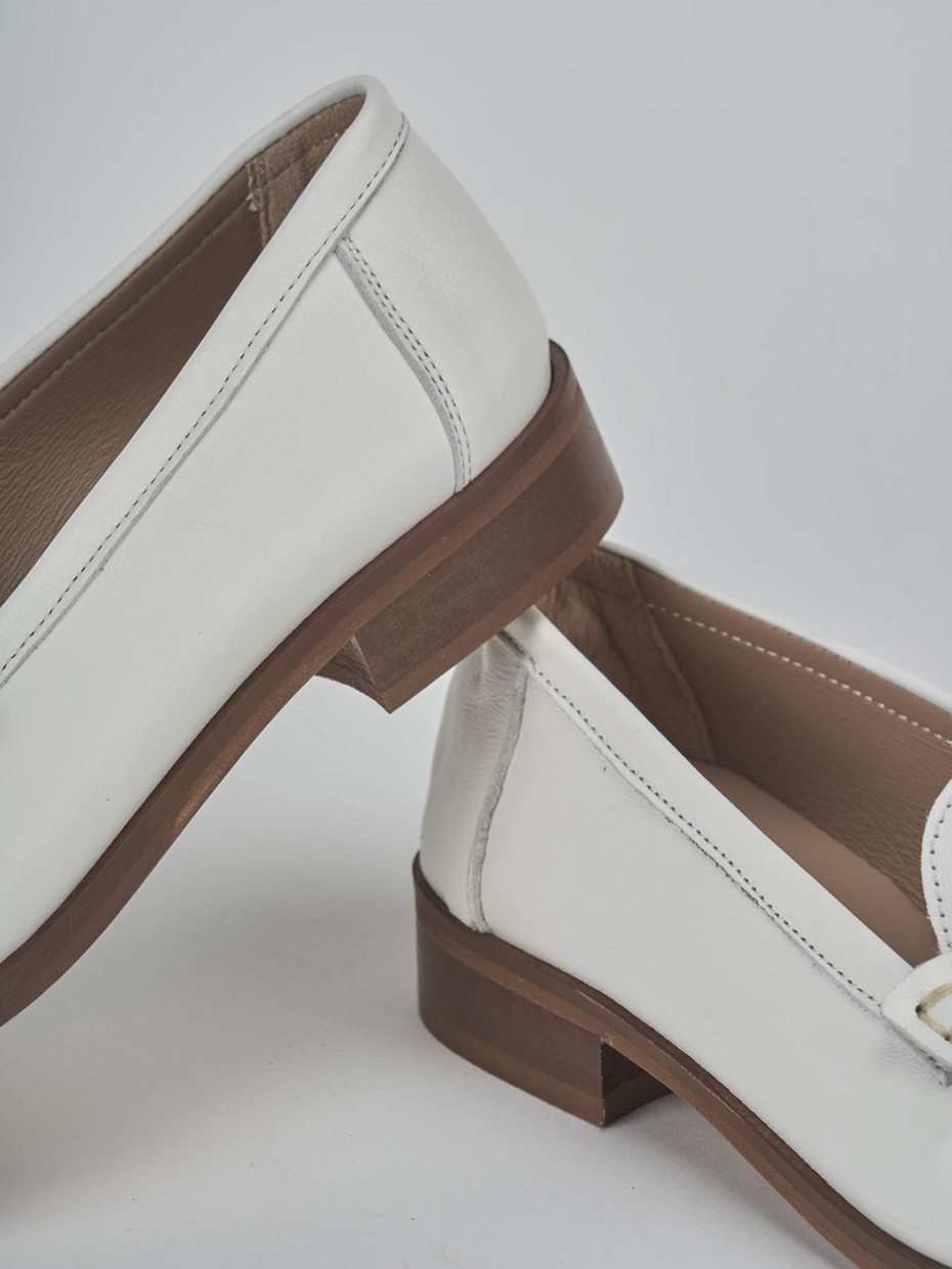 Mocassini tacco 1cm pelle bianco
