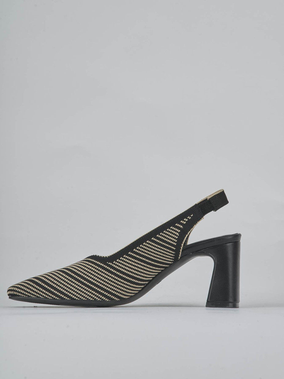 Décolleté e slingback tacco 7cm pelle nero