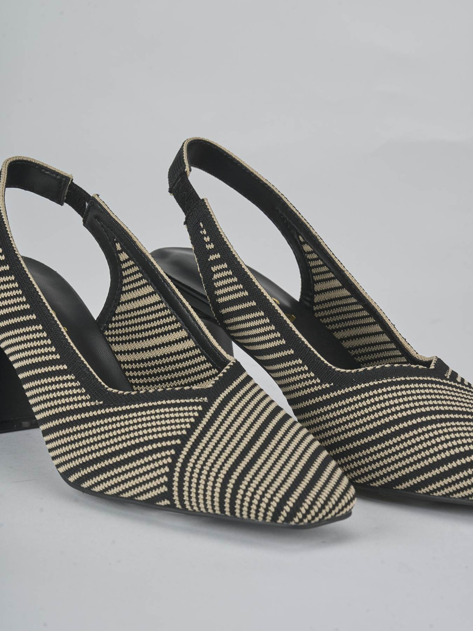 Décolleté e slingback tacco 7cm pelle nero