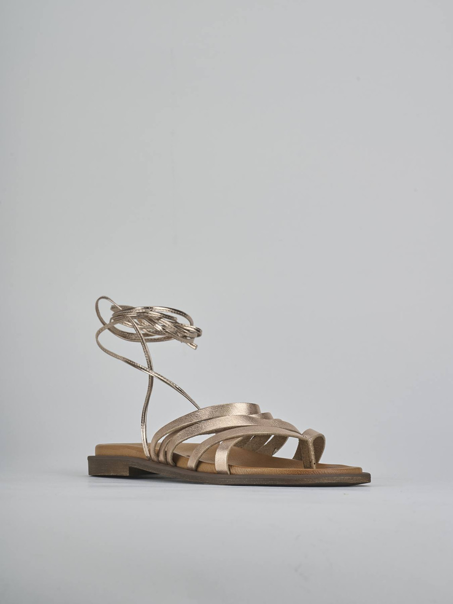 Sandali tacco 1cm pelle bronzo