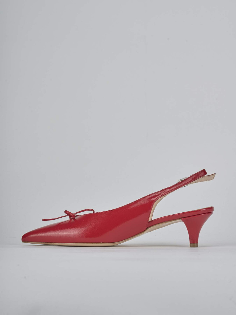 Décolleté e slingback tacco 5cm vernice rosso