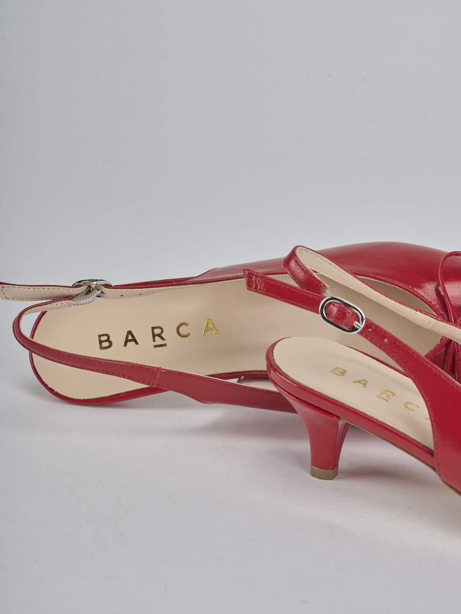 Décolleté e slingback tacco 5cm vernice rosso