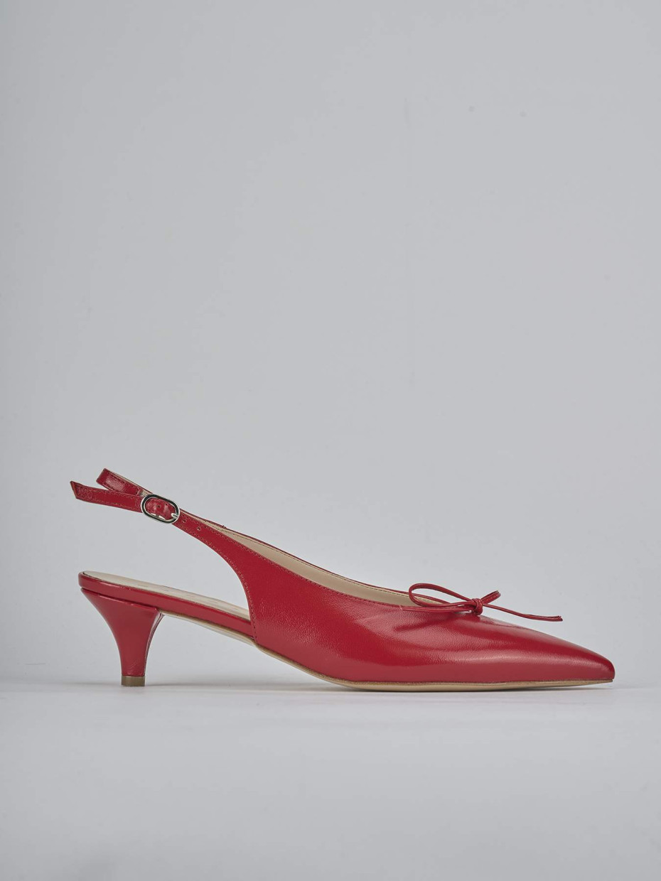 Décolleté e slingback tacco 5cm vernice rosso