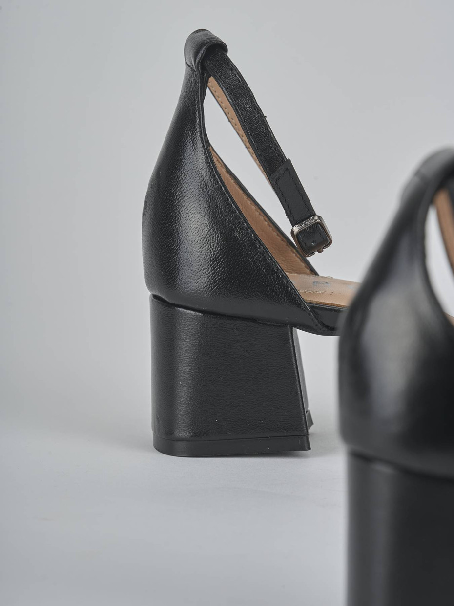 Sandali tacco 5cm pelle nero