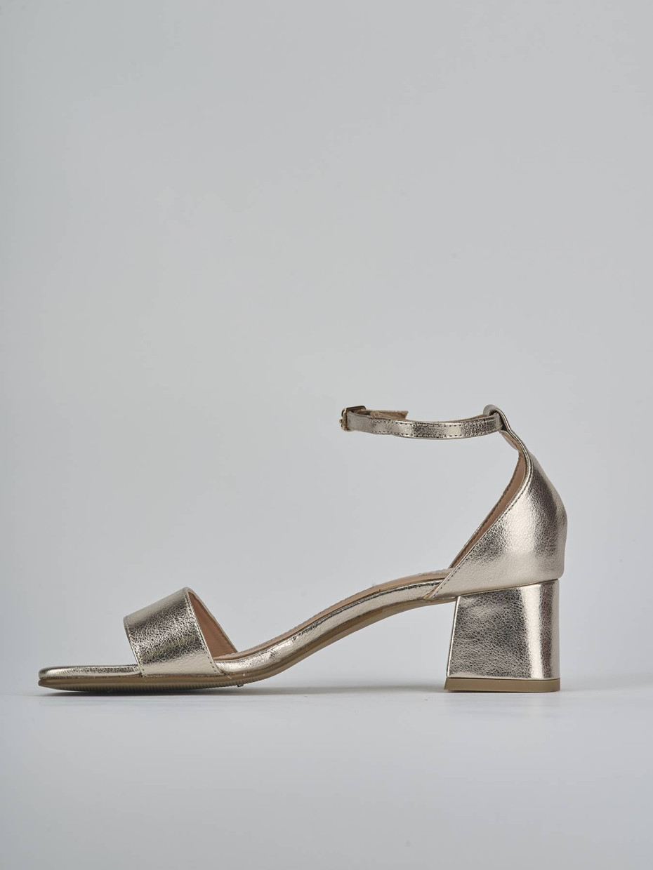 Sandali tacco 5cm pelle oro