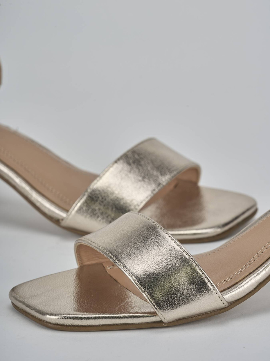 Sandali tacco 5cm pelle oro