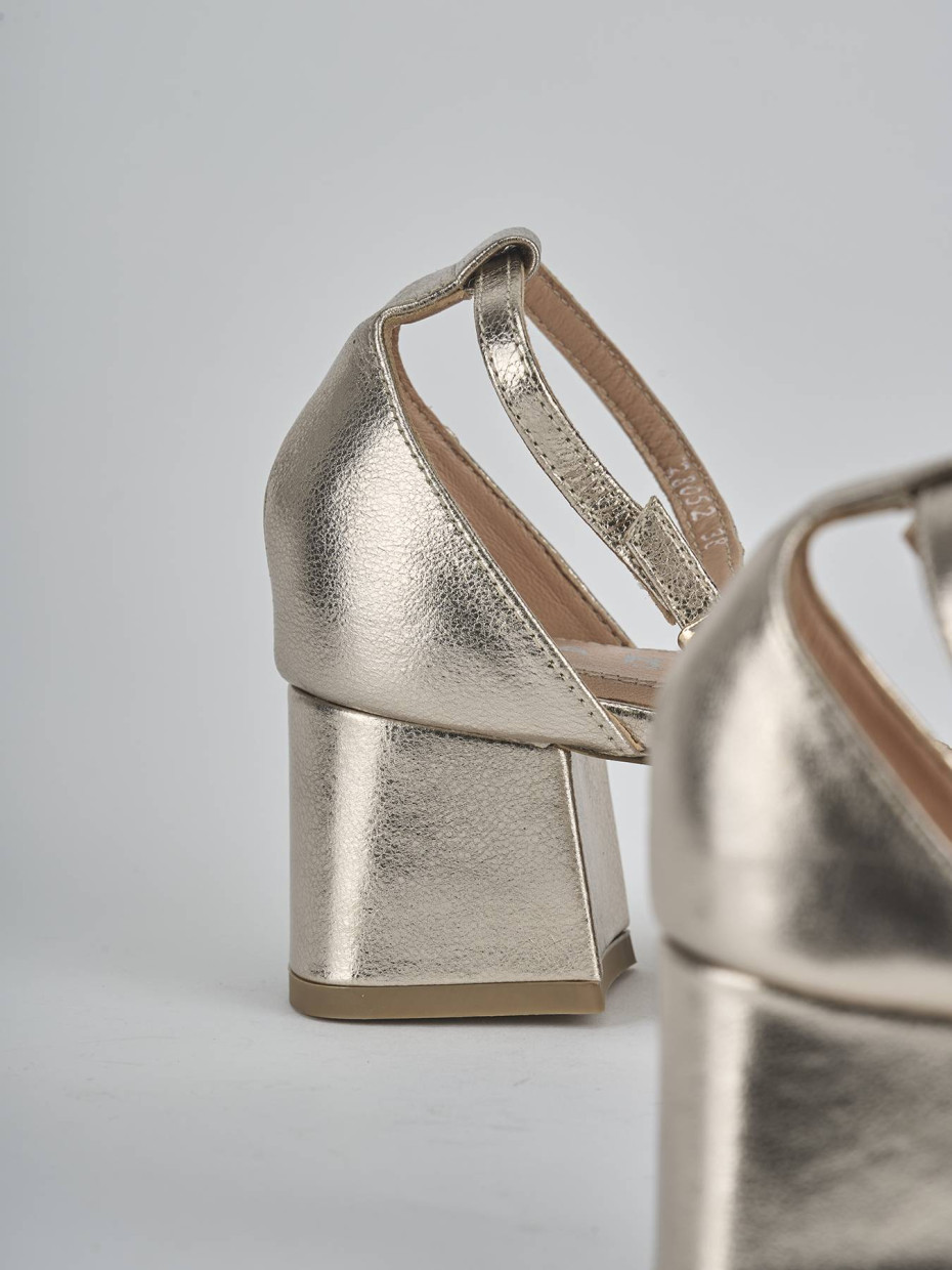Sandali tacco 5cm pelle oro