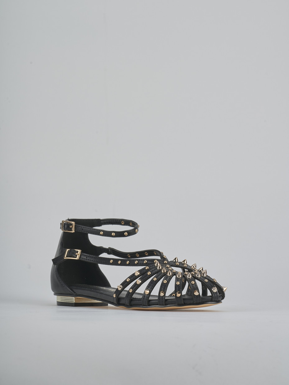 Sandali tacco 2cm pelle sostenib nero