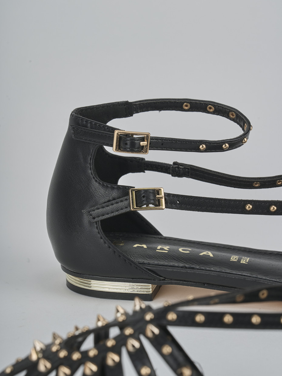 Sandali tacco 2cm pelle sostenib nero